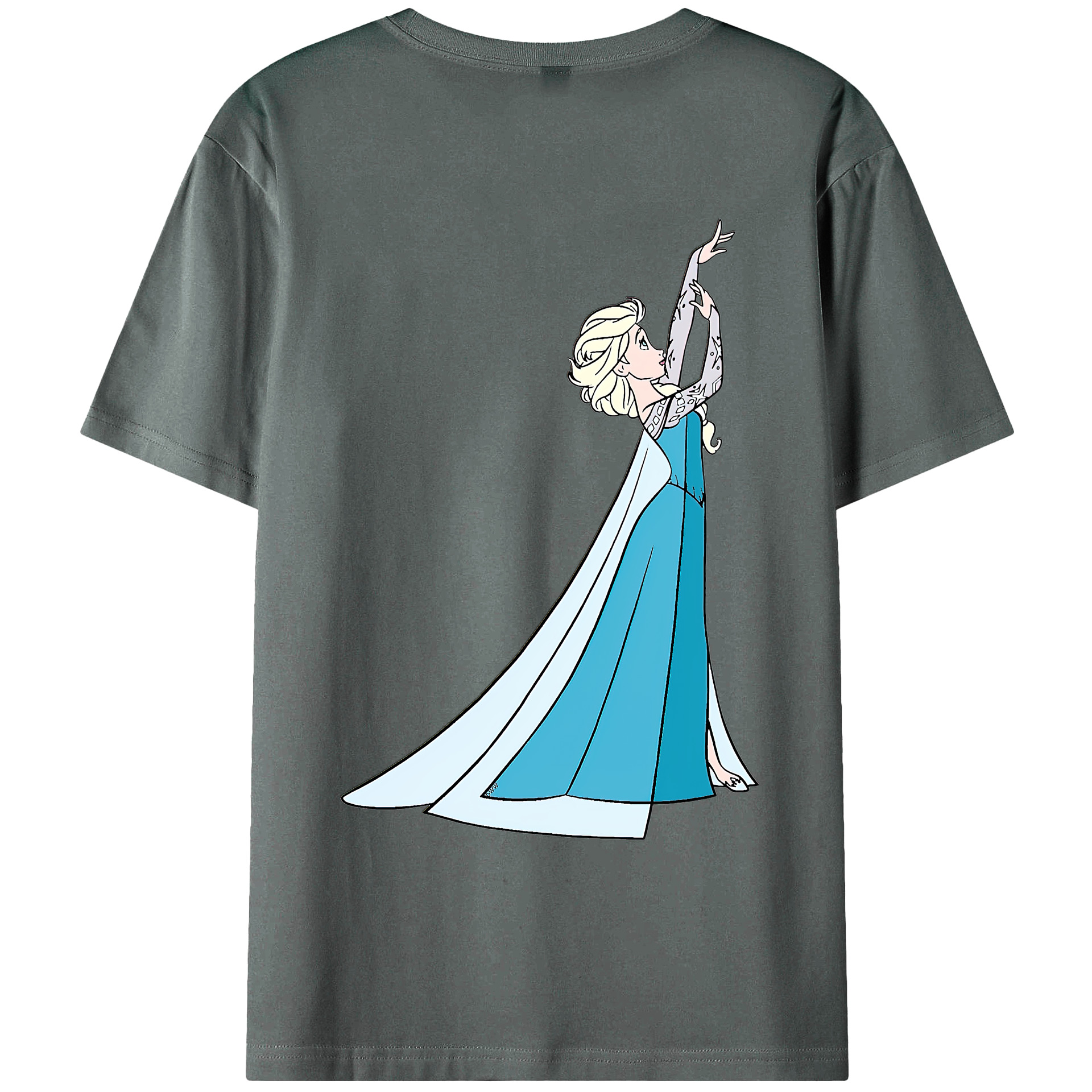 （画像用） アナと雪の女王 アンナ エルサ Frozen Anna Elsa 綿100％ メンズ半袖Tシャツ（バックプリント） 通気性
